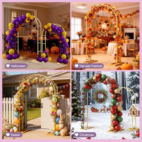 2 Pack Metal Wedding Arch (6 ft, 7.2 ft) Backdrop Stand with Base, alternate view 3