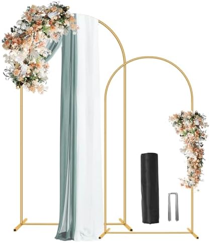 2 Pack Metal Wedding Arch (7.2FT, 6FT) Backdrop Gold Balloon Stand