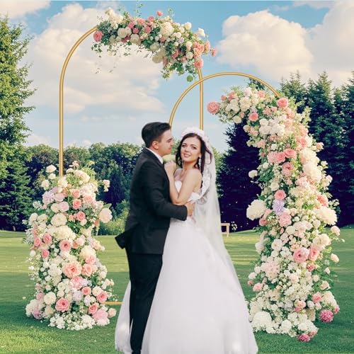 2 Pack Metal Wedding Arch (7.2FT, 6FT) Backdrop Gold Balloon Stand, alternate view 2