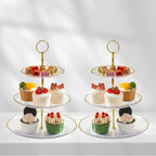 2 Pack of 3 Tiered Transparent Plastic Dessert Cup Cake Stand Holder in Clear & Gold, alternate view 2