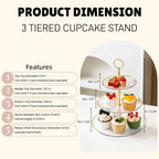 2 Pack of 3 Tiered Transparent Plastic Dessert Cup Cake Stand Holder in Clear & Gold, alternate view 3