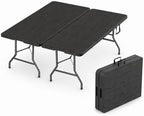 2 PACK of 6 Feet Foldable Table with Built in Handle & Steel Legs | 6FT Heavy Duty Folding Portable | Perfect