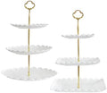 2 Pack of Plastic Dessert Cupcake Stand, 3 Tier Cup Cake Holder Tower Stand in White