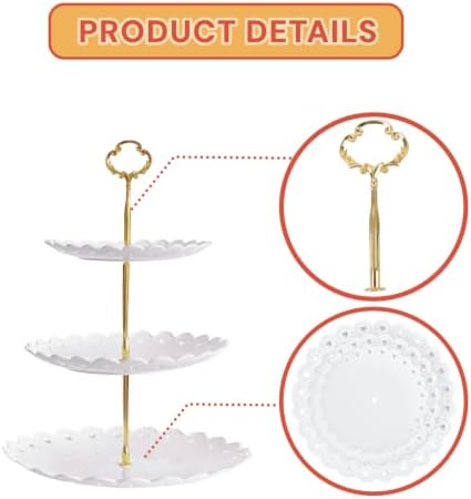 2 Pack of Plastic Dessert Cupcake Stand, 3 Tier Cup Cake Holder Tower Stand in White, alternate view 4
