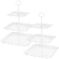 2 Pack of White Square Dessert Cupcake Stand, 3 Tiered Plastic Serving Tray in White