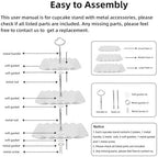 2 Pack of White Square Dessert Cupcake Stand, 3 Tiered Plastic Serving Tray in White, alternate view 4