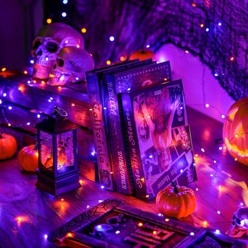 2 Pack Orange and Purple Halloween Lights Battery Operated, alternate view 2