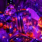 2 Pack Orange and Purple Halloween Lights Battery Operated, alternate view 2