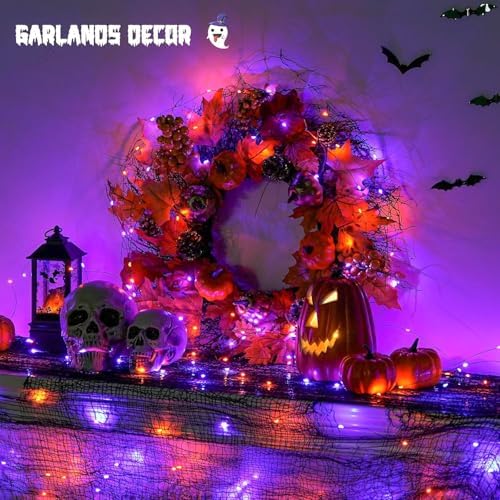 2 Pack Orange and Purple Halloween Lights Battery Operated, alternate view 3