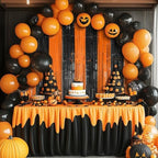 2 Pack Orange & Black Fringe Backdrop, 3.2x8.2ft Shining Foil Tinsel Curtains, Birthday Party Decorations Door, alternate