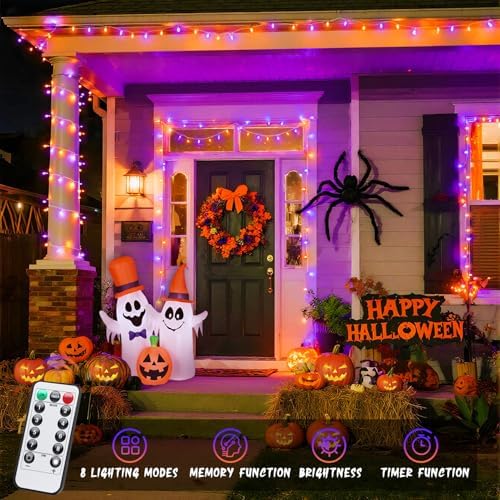 2 Pack Orange Purple Battery Operated Halloween Lights, alternate view 2