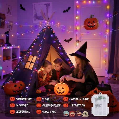 2 Pack Orange Purple Battery Operated Halloween Lights, alternate view 3