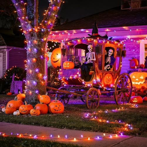 2 Pack Orange Purple Battery Operated Halloween Lights, alternate view 4