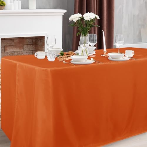 2 Pack Orange Rectangular Table Cover, 96x30 Inch in 8FT | 2 Pack in Orange, alternate view 2