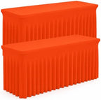 2 Pack Orange Spandex Table Covers 6 Foot Fitted Stretchy in Orange