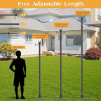 2 Pack Outdoor String Light Poles, 3M/10FT Adjustable Height Metal Lights Hanging Pole with 2 Hooks and, alternate view 5