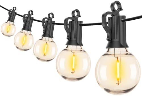 (2 Pack Outdoor String Lights - Globe Patio Lights 35 Ft with 30 G40 Shatterproof Bulbs, Waterproof Connectable