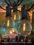 (2 Pack Outdoor String Lights - Globe Patio Lights 35 Ft with 30 G40 Shatterproof Bulbs, Waterproof Connectable, alternate