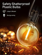 (2 Pack Outdoor String Lights - Globe Patio Lights 35 Ft with 30 G40 Shatterproof Bulbs, Waterproof Connectable, alternate
