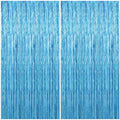 2 Pack Party Decorations Blue Streamers Fringe Backdrop Ocean Themed Decorations Foil Curtain Backdrop Blue