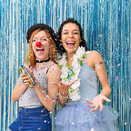2 Pack Party Decorations Blue Streamers Fringe Backdrop Ocean Themed Decorations Foil Curtain Backdrop Blue, alternate view 3