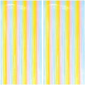 2 Pack Pastel Mix Fringe Backdrop, 3.2x8.2ft Shining Foil Tinsel Curtains, Birthday Party Decorations Door