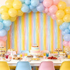 2 Pack Pastel Mix Fringe Backdrop, 3.2x8.2ft Shining Foil Tinsel Curtains, Birthday Party Decorations Door, alternate view 5