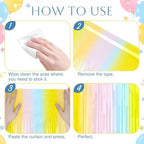 2 Pack Pastel Mix Fringe Backdrop, 3.2x8.2ft Shining Foil Tinsel Curtains, Birthday Party Decorations Door, alternate view 6
