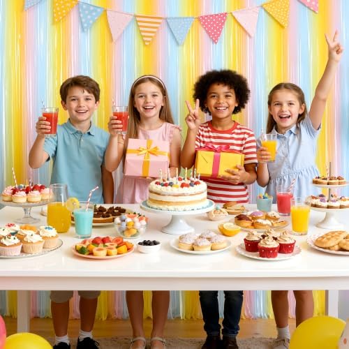 2 Pack Pastel Mix Fringe Backdrop, 3.2x8.2ft Shining Foil Tinsel Curtains, Birthday Party Decorations Door, alternate view 7