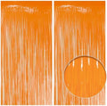2 Pack Pastel Orange Fringe Backdrop, 3.2x8.2ft Shining Foil Tinsel Curtains, Birthday Party Decorations Door