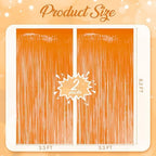2 Pack Pastel Orange Fringe Backdrop, 3.2x8.2ft Shining Foil Tinsel Curtains, Birthday Party Decorations Door, alternate view