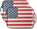 2-Pack Patriotic Bamboo Fiber Serving Trays - 17.3×12.2-inch Extra Large w/Handles Tray, Stars & Stripes