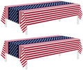 2 Pack Patriotic Tablecloths, Patriotic Decorations 54" x 108" Disposable American Flag Tablecloths for Event