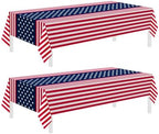 2 Pack Patriotic Tablecloths, Patriotic Decorations 54" x 108" Disposable American Flag Tablecloths for Event