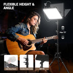 2-Pack Photography Lighting Kit, NiceVeedi 25W LED Video Light Kit, 2900-7000K Dimmable Studio Light with Tripod, alternate