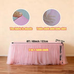 2-Pack Pink 2-in-1 Tulle Tablecloth for 4-Foot Rectangular Table in 48" L x 24" W x 30" H (Rectangular) 2-Pack, alternate