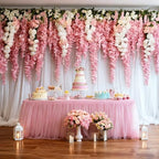 2-Pack Pink 2-in-1 Tulle Tablecloth for 4-Foot Rectangular Table in 48" L x 24" W x 30" H (Rectangular) 2-Pack, alternate