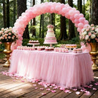 2-Pack Pink 2-in-1 Tulle Tablecloth for 5-Foot Rectangular Table in 60" L x 28" W x 30" H (Rectangular) 2-Pack, alternate
