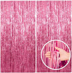 2 Pack Pink Backdrop Party Decorations Tinsel Curtain Party Backdrop Foil Fringe Birthday Decorations Photo
