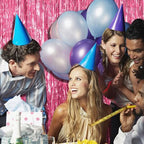 2 Pack Pink Backdrop Party Decorations Tinsel Curtain Party Backdrop Foil Fringe Birthday Decorations Photo, alternate view 4