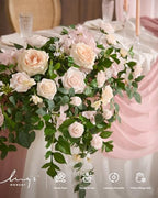 2 Pack Pink Floral Garland Wedding Arch Flowers, alternate view 2