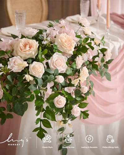 2 Pack Pink Floral Garland Wedding Arch Flowers, alternate view 2