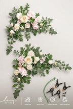 2 Pack Pink Floral Garland Wedding Arch Flowers, alternate view 7