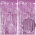 2 Pack Pink Fringe Backdrop, 3.2x8.2ft Shining Foil Tinsel Curtains, Birthday Party Decorations Door Streamers
