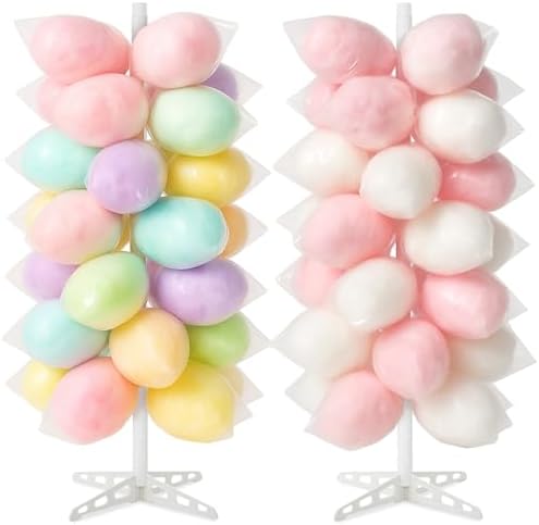 2 Pack Plastic Cotton Candy Stand 5.25 ft Tall Cake Pop Stand with 48 Holes Adjustable Cotton Candy Floor
