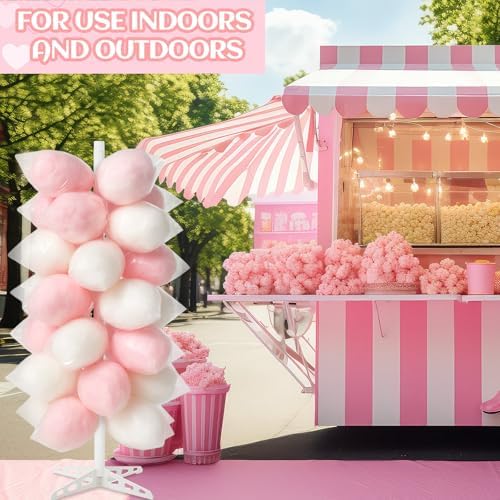 2 Pack Plastic Cotton Candy Stand 5.25 ft Tall Cake Pop Stand with 48 Holes Adjustable Cotton Candy Floor, alternate view 2