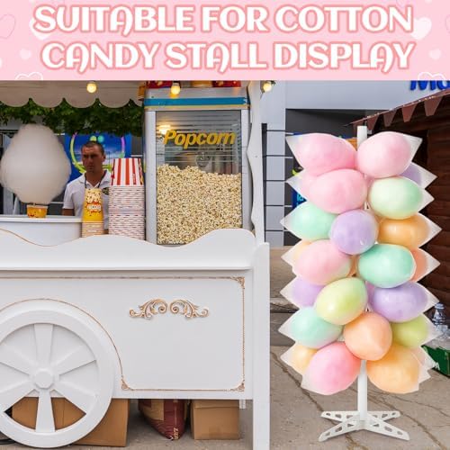 2 Pack Plastic Cotton Candy Stand 5.25 ft Tall Cake Pop Stand with 48 Holes Adjustable Cotton Candy Floor, alternate view 6