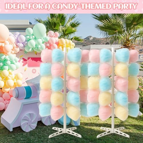 2 Pack Plastic Cotton Candy Stand 5.25 ft Tall Cake Pop Stand with 48 Holes Adjustable Cotton Candy Floor, alternate view 7
