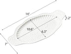 2 Pack Porcelain Oval Serving Platters, 14 Inch Large Embossed White Serving Plates for Entertaining, Oven Safe, alternate