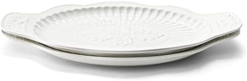 2 Pack Porcelain Oval Serving Platters, 14 Inch Large Embossed White Serving Plates for Entertaining, Oven Safe, alternate